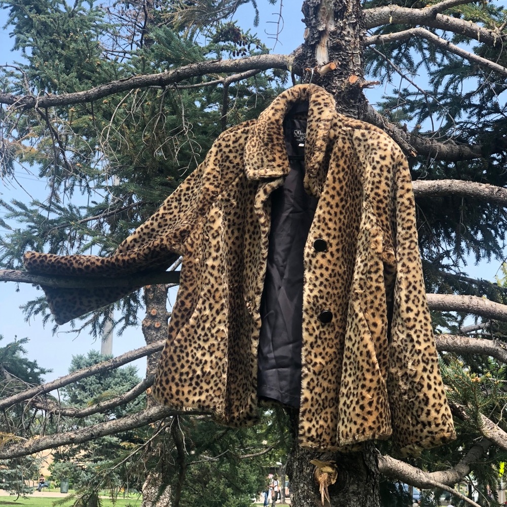 Leopard animal fur print coat